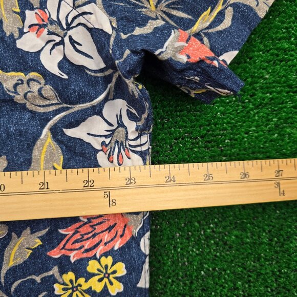 Express Shirt‎ Mens XL 17-17.5 Blue Button Up Floral Hawaiian Summer Beach AOP - Picture 3 of 7